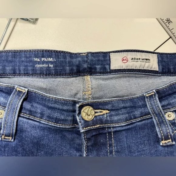 AG Jeans Prima Mid Rise Cigarette Dark Blue Wash Stretch Denim Pant SZ 32 - Picture 10 of 15